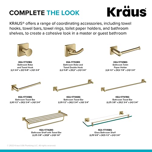 Kraus KEA-17702BG Ventus Doppelhaken für Bademantel und Handtuch, gebürstetes Gold