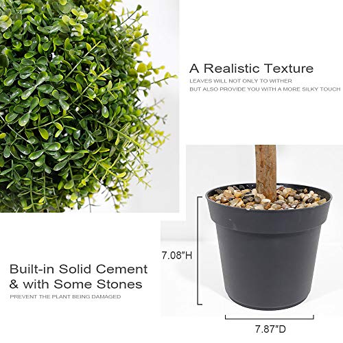 Artificial Topiary Boxwood Ball Tree - 60 Inch/ 5FT Topiaries Greenery Outdoor 【2 Pack】 Faux Plants Lifelike with Black Pot - Thumbnail 2