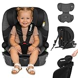 LIONELO Seggiolino auto LEVI FIX I-SIZE con ISOFIX per bambini 76-150 cm fino a 36kg Gruppo 1/2/3 Protezione laterale 10 Livelli di regolazione del poggiatesta, Top Tether, Ampio e comodo (Grigio)