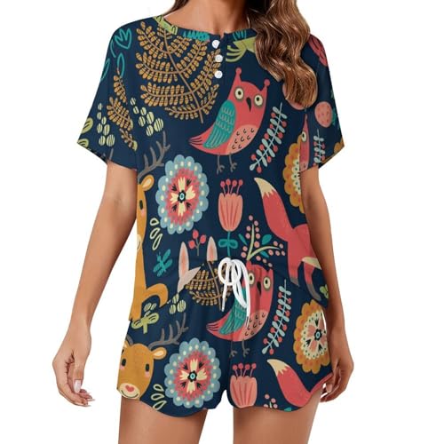 Pyjama femme manches courtes ensemble léger de nuit pour l'été