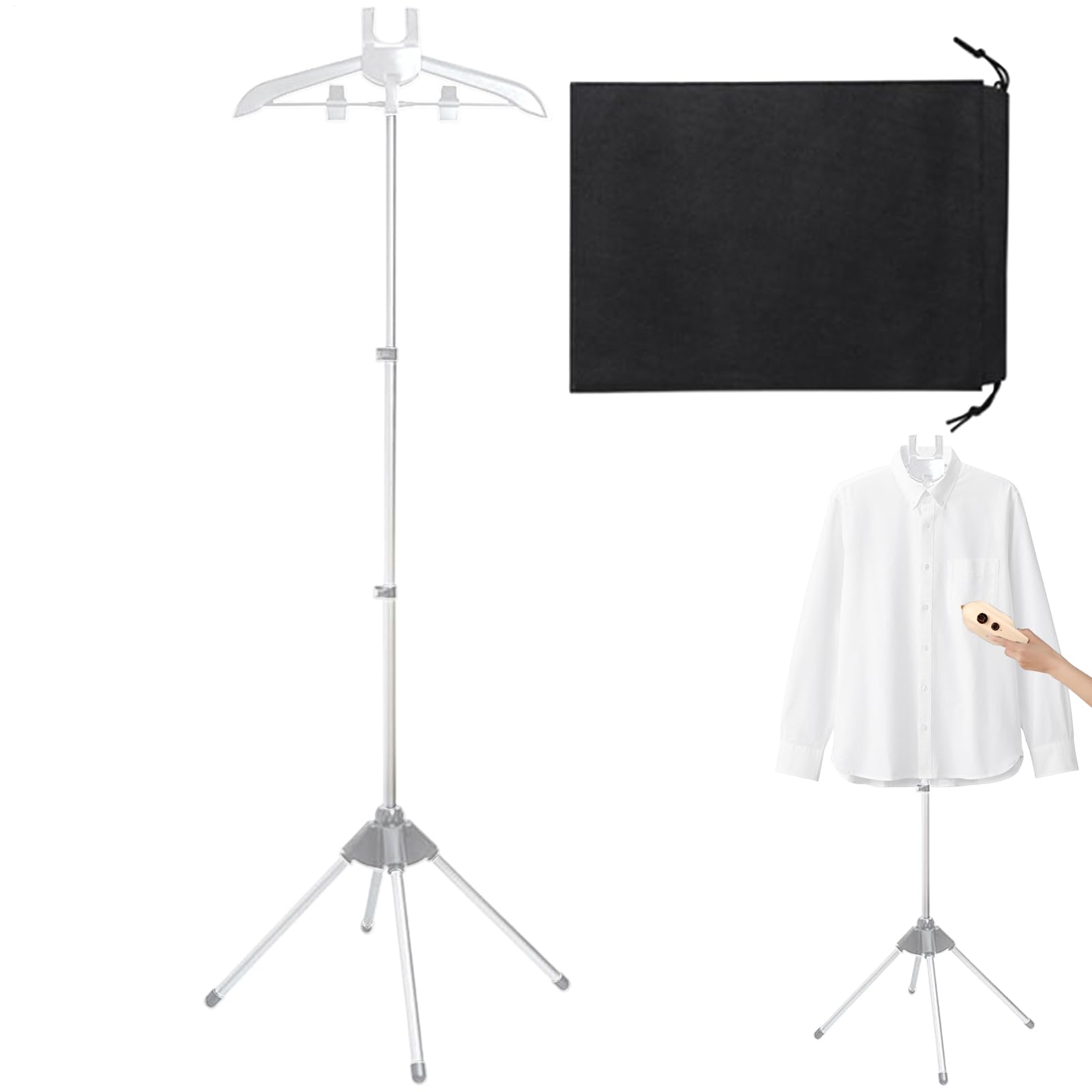 Supporto per vaporizzatore per vestiti, con borsa portaoggetti, girevole a 360 gradi, per dormitori, camper, hotel, casa, appartamento, dormitorio