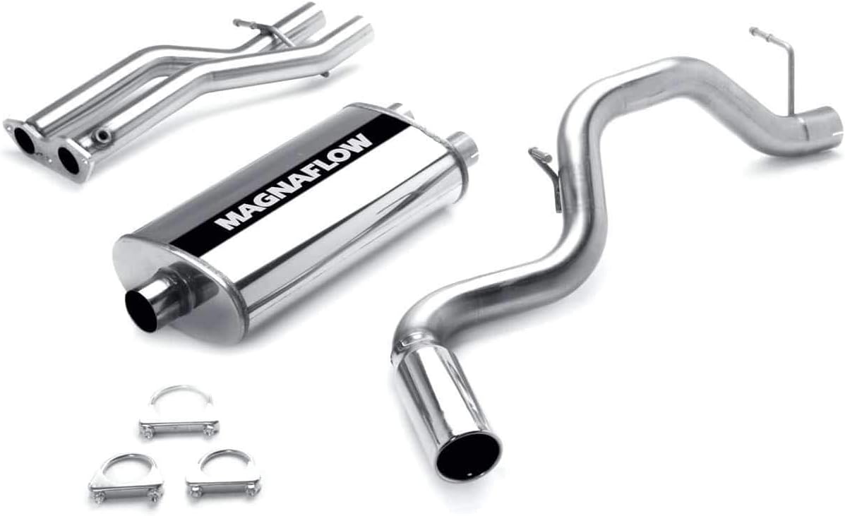 MagnaFlow Cat-Back Performance Exhaust System 15701 - Street Series, Stainless Steel 3in Main Piping, Single Passenger Side Rear Exit, Polished Finish 4in Exhaust Tip - SUV Performance Exhaust Kit