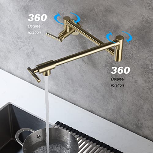 Robinet de remplissage de pot pliable cuisine mural laiton double joint - 3