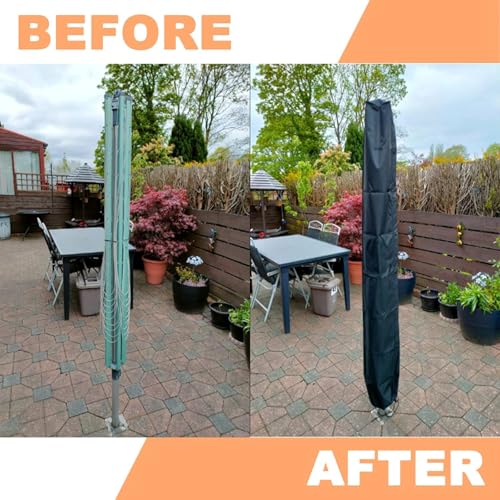 Hsthe Sea Rotary Airer Cover Rotary Clothes Line Cover Washing Lines Cover Waterproof with Zip 16x16x180cm Rotary Airer Cover Rotary Dryer Cover Dryer Protective Cover Windproof, Black - Image 6