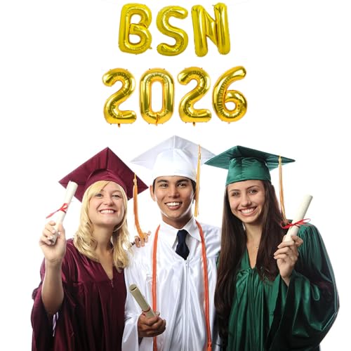 Image of TONIFUL 2026 Nurse Graduation Decorations Gold BSN 2026 Balloons 16 Inch BSN 2026 Graduation Balloons Class of 2026 Congrats Nurse Balloons Decorations 2026 Nursing Graduation Party Supplies
