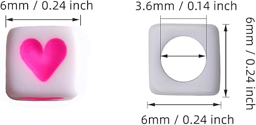 Miniatura 2 de Xeahung 200PCS Acrílico Cuadrado Letra Granos Corazón Patrón Multicolor 0.236x0.236 in