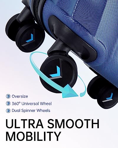 BAGSMART 2 Piece Carry On Luggage Set, PC Hardside Suitcase Airline Approved, 20 Inch Spinner Wheels Travel Luggage Hard Shell with Duffle Bag for Men Women, Blue4