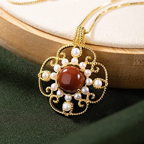 Collier de perles ajouré en argent S925 pour femme : élégance quotidienne