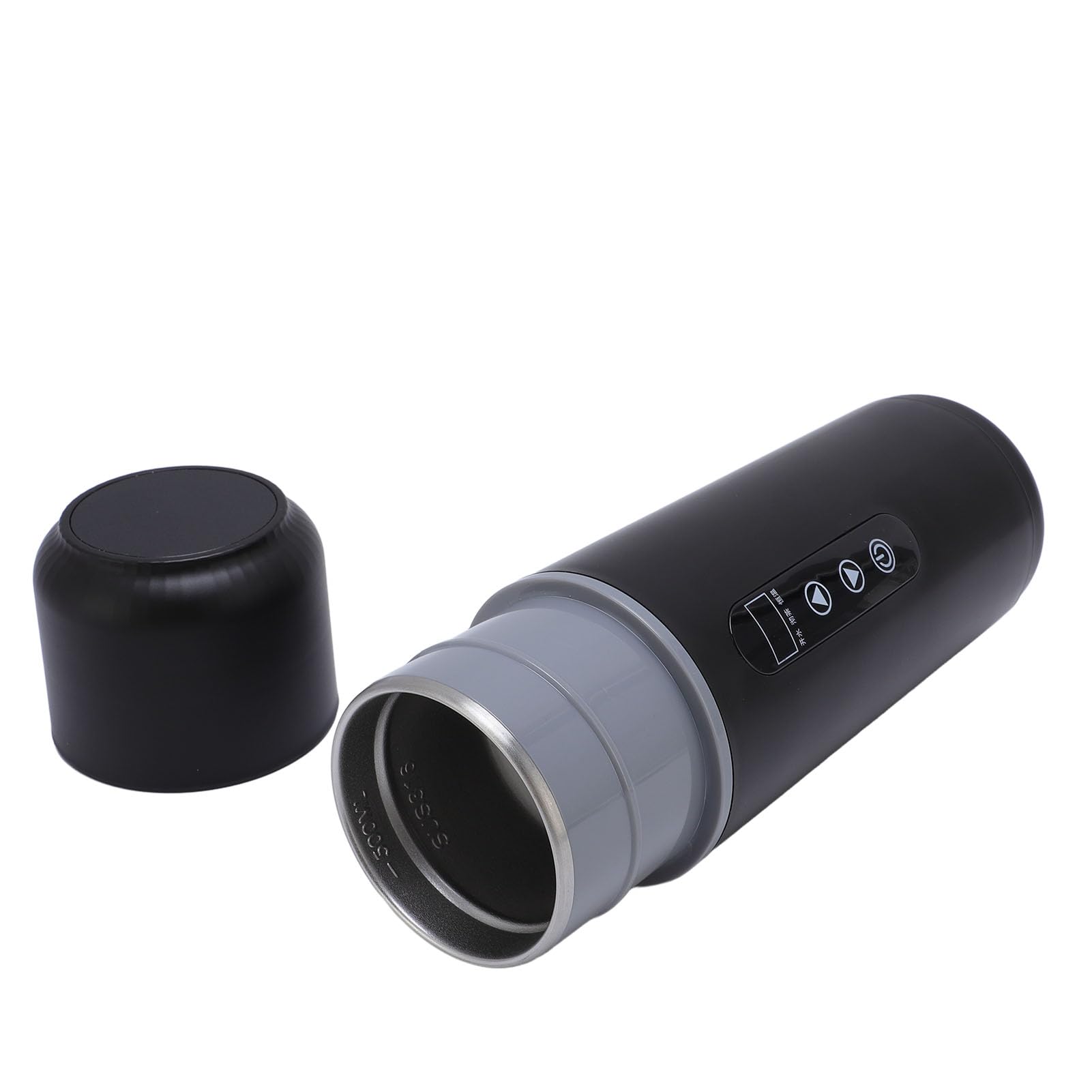 Emoshayoga Taza Calefactora Portátil para Coche, Hervidor Eléctrico de Viaje Eficiente, Caldera de Agua de 12V y 24V para Coche, Camión, Acero Inoxidable 316 para Viajes y Acampadas (Negra)