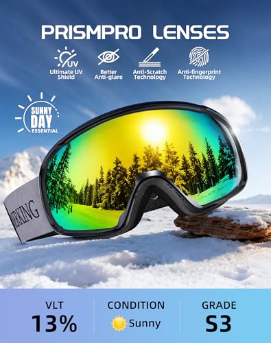 Image of Innerking OTG Ski Goggles, Anti-Fog Snowboard Goggles for Men & Women | SGS-certified anti-fog lenses, OTG over-glasses design, UV protection, and helmet compatibility