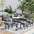 U-MAX Outdoor Patio Furniture Set, 7 Pieces Modern Metal Patio Furniture Set with Waterproof, Outdoor Dining Sofa Set with Table&Chair, Gray Cushions for Balcony, Porch, Lawn, Gray