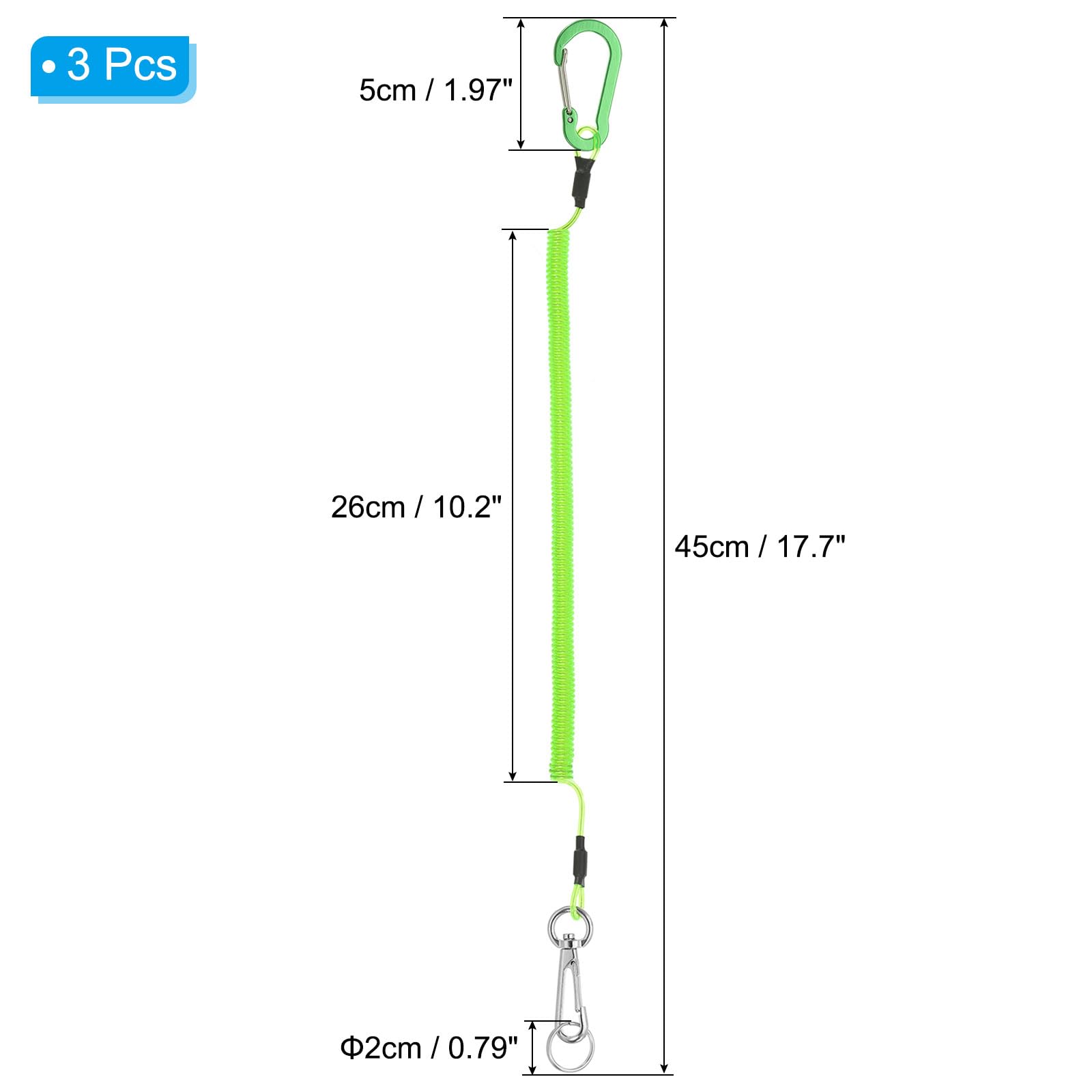 PATIKIL 3pcs Retractable Spring Coil Straps - Image 2