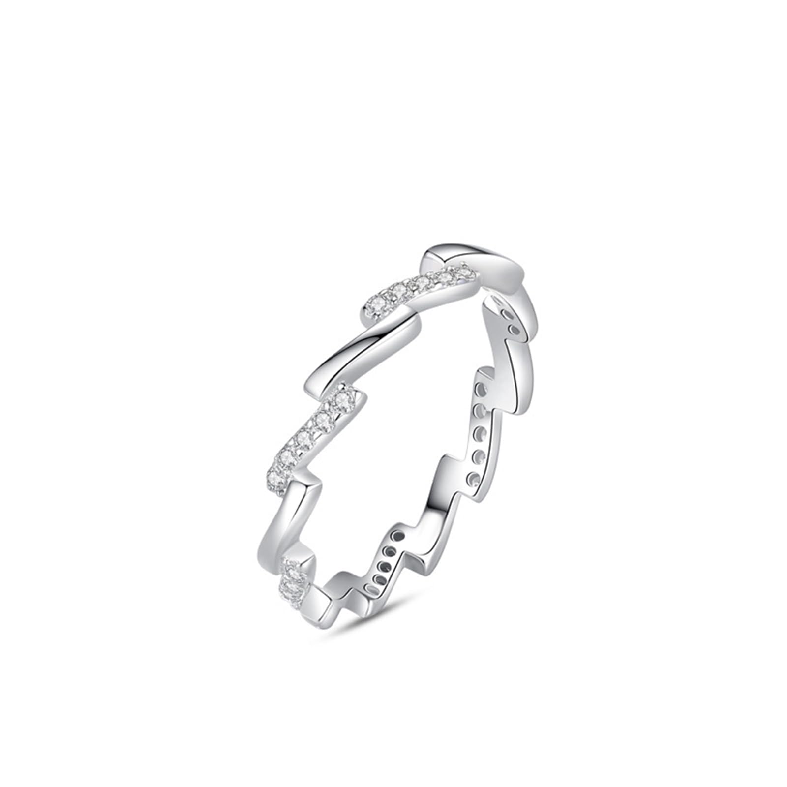Anillo Promise de oro blanco 9K, Anillos Moissanite Blanco Sin Piedra Preciosa