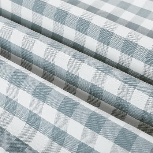 Image of TWOPAGES Pinch Pleat Cafe Curtains 30 Inch Long Buffalo Plaid Light Filtering Farmhouse Half Window Curtains for Bathroom (Light Blue Small Plaid, 26W x 30L Inches, Set of 2)