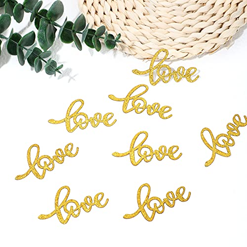 Sumind 100 Pieces Gold Wedding Table Confetti Love Glitter Confetti Engagement Party Table Paper Scatter Bridal Shower Decorations for Anniversary Bachelorette Party