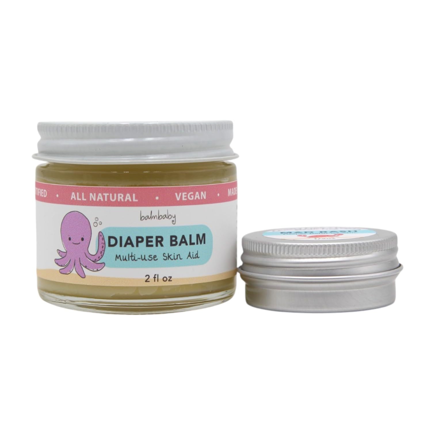 DIAPER COMBO - Natural Diaper Balm for Everyday Use + Mad Rash Balm with Non-Nano Zinc Oxide for More Serious Diaper Rash (travel size) | Vegan | Calendula | Plastic Free | Made in USA