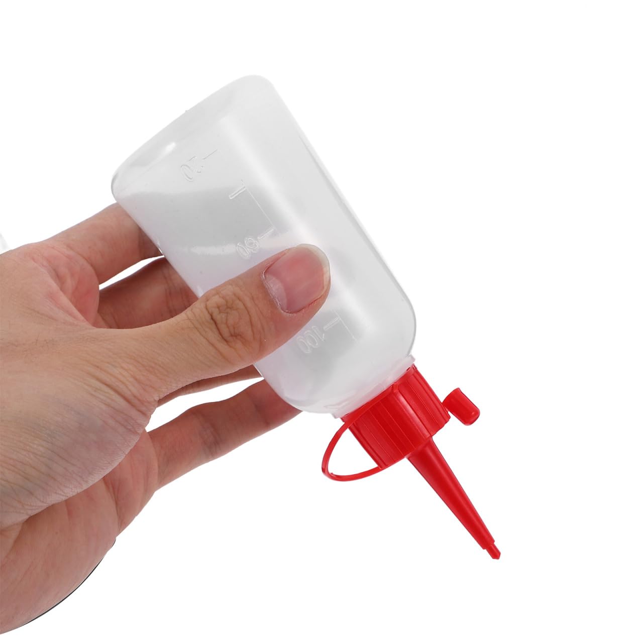 OSALADI 10 botellas de plástico transparentes con aplicador de punta estrecha para aplicar pegamento, botellas de color con punta de aguja, color rojo