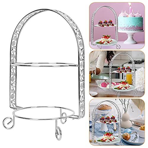 DOITOOL 2 Tier Cake Houder Stand, Iron Dessert Rack, Europese Cake Display Rack voor Voedsel Serveren Tapas, Sushi, Voorgerecht, Cake, fruit, Dessert (Sliver) - Image 8