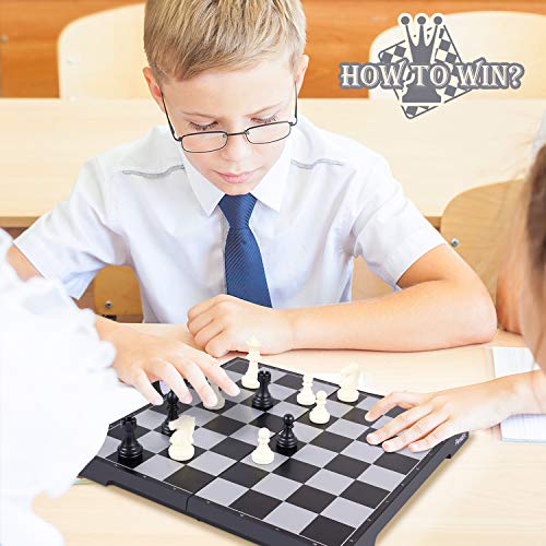 Peradix Magnetic Folding Chess Set, 3 in 1 with 3 Storage Bags, Staunton Magnet Chess Checkers Backgammon Travel Chess Board Game, Portable Travel Size, Educational Learning Toys for Teens and Adults - Thumbnail 6