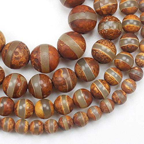 Brown one line Tibet Ancient Dzi Agates 6-12mm Round Beads, DIY Jewelry Making ! - (Color: Brown one line, Item Diameter: 12mm 30pcs)