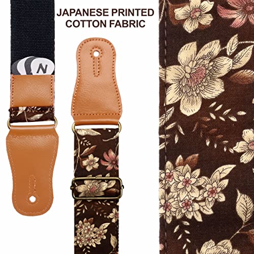 image for Nefelibata Japanese Cotton Guitar Strap for Acoustic Guitar, Ukulele, 