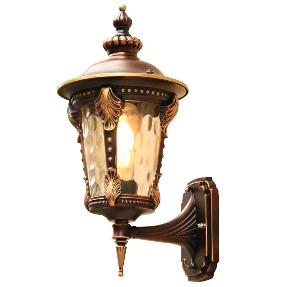 NHPJFDC E27 Gilded Red Outdoor Wall Light - IP65 Waterproof American-Style Sconce for Garden, Balcony, and Corridor