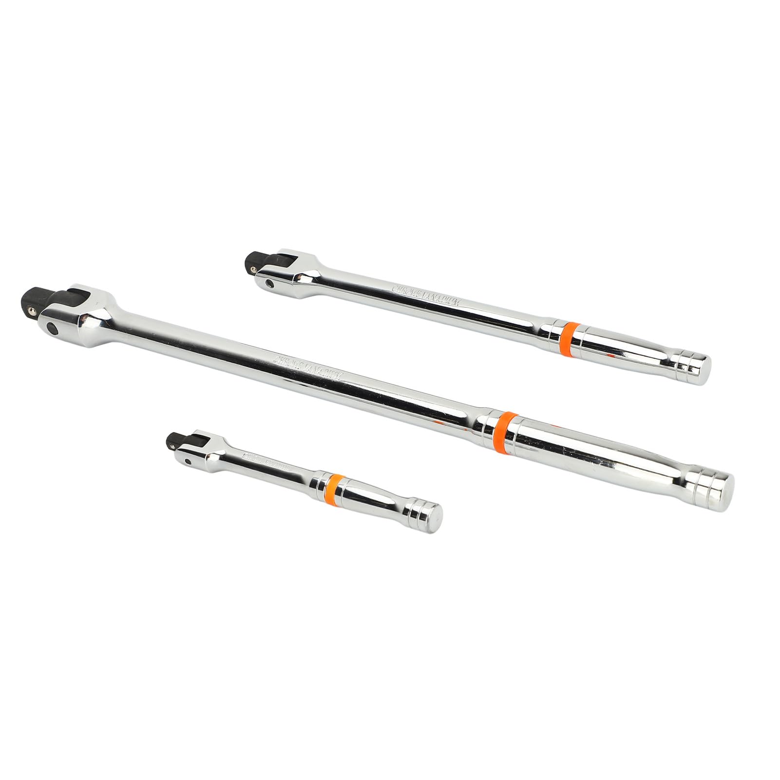 3 Pcs Heavy Duty Breaker Bar Set 1/4”, 3/8”, 1/2” Drive Socket Wrench Bars with 180° Rotatable Head, 6”, 10” - Image 2