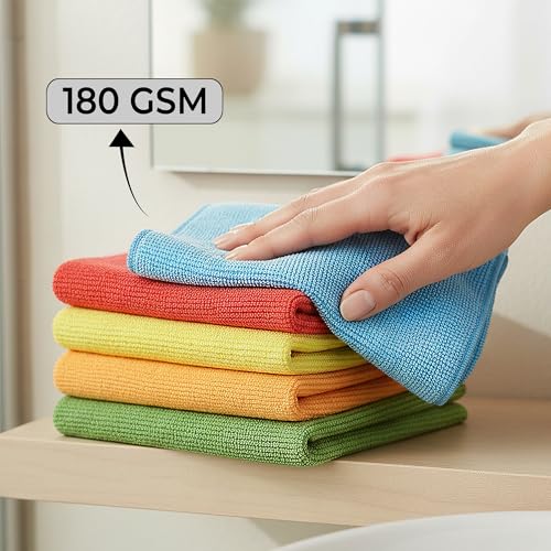 Image of Cutting EDGE 180 GSM-Set of 5-Microfiber Car & Bike Cleaning Cloth, Lint Free & Streak Free Towels, Soft Absorbent Reusable Cloth for Car Cleaning, Glass, Dashboard & Interior (30 x 30 cm, Multicolor)