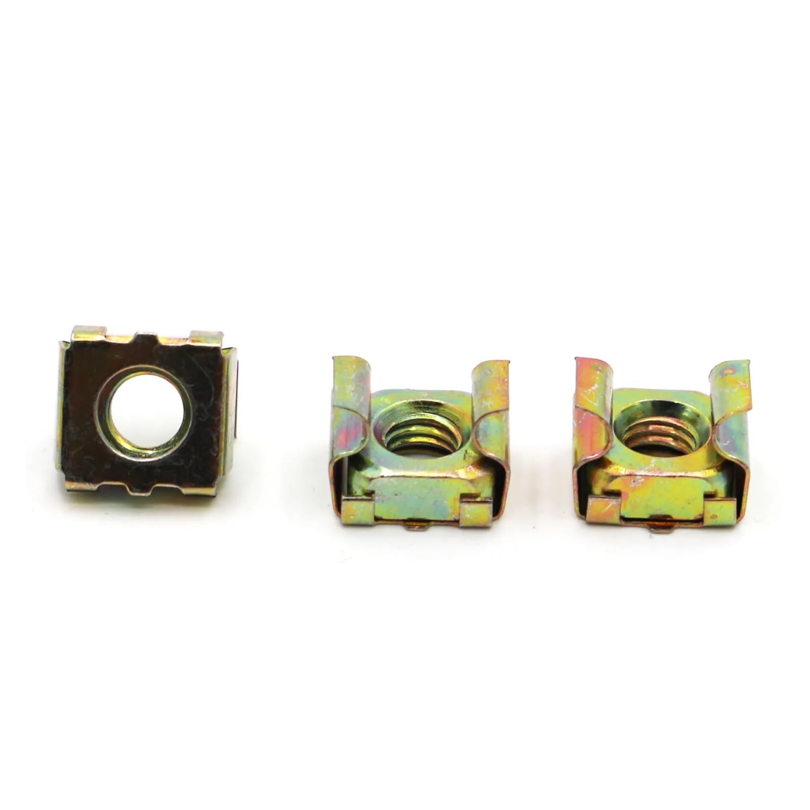 Dadi in gabbia, telaio aperto, 100 pezzi M4 M5 M6 M8 M10 M12 Dadi galleggianti Quartet zincati colorati Cassetta Dado elastico for scheda Dado a gabbia Dado a scatto quadrato(M6)