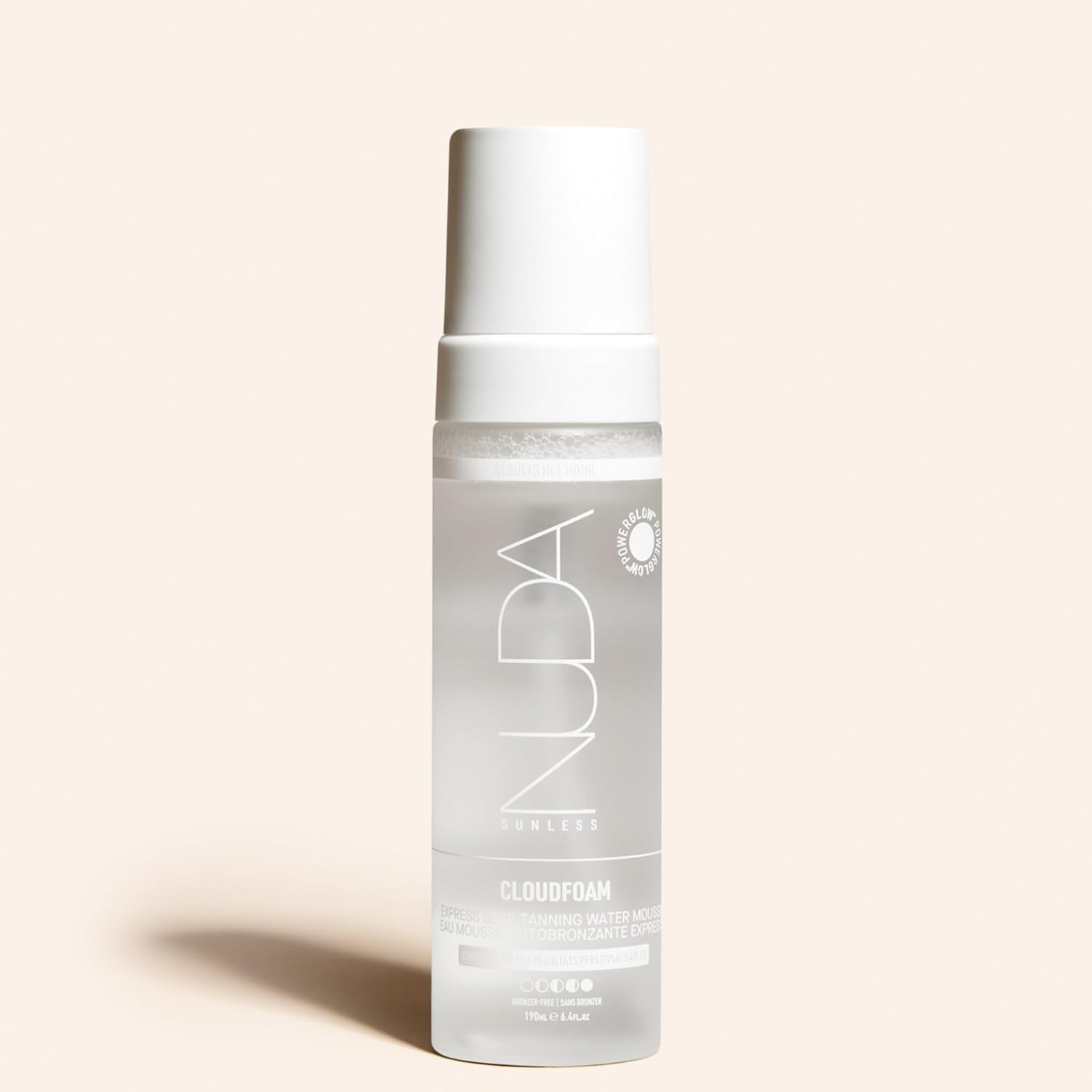 Nuda CloudFoam Express Tanning Mousse | Customizable, Transfer-Free Self Tan with PowerGlow+ Tan Boost Complex | Develops in 1 Hour | Vegan, Paraben, Sulfate, and Cruelty Free, (6.4 Fl Oz)