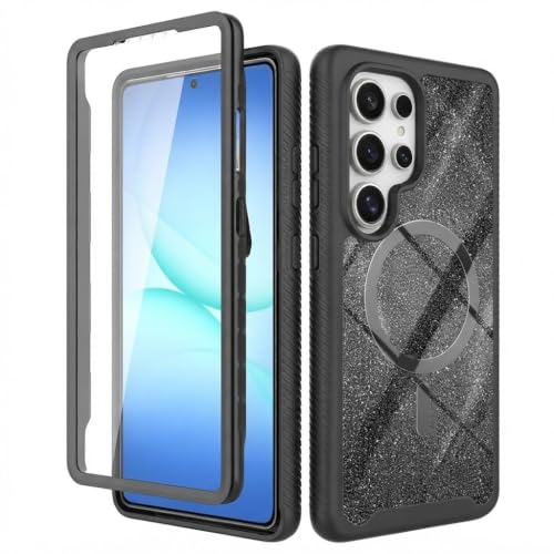Magnetic for Samsung Galaxy S25 Ultra Case with Built-in Screen Protector [Compatible with MagSafe] [360 Full Body Protection] Heavy Duty Shockproof Rugged Phone Case cover for S 25 Utlra ,Black