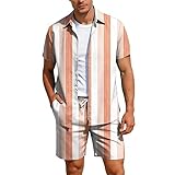 Conjunto de dos piezas para hombre del 4 de julio con bandera estadounidense camisa de manga corta con botones y estampado de estrellas y rayas pantalones cortos con cordón para playa trajes hawaianos