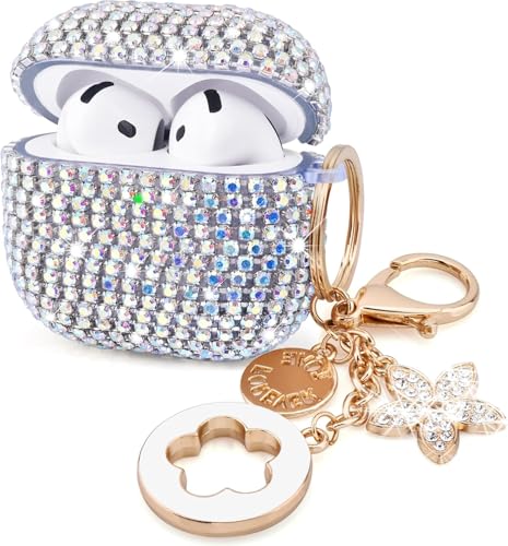 Cute Jewelry Case Compatible Airpods 4 Cases 2024 Cover Women, Hard TPU Airpod Case 4th Generation Glitter iPods 4 Case with Bling Keychain for iPods Earbuds Airpods 4 【Colorful】