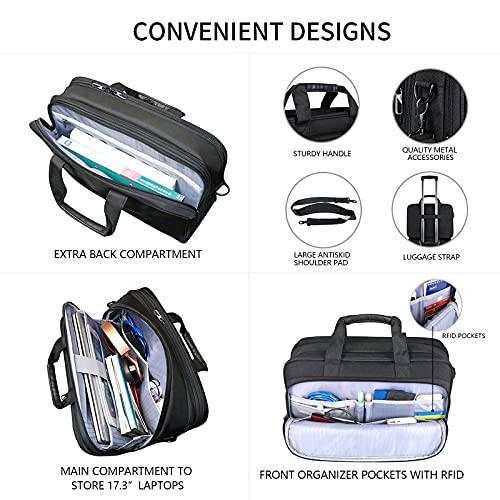 VANKEAN Premium Laptop Briefcase for 17.3 Inch Laptop - Black
