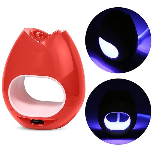 Miniatura 5 de Lámpara de uñas LED UV, mini lámpara de uñas de gel USB roja de 16 W, secador de uñas portátil en forma de rosa para uñas de gel, manicura,