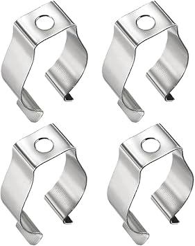 4 Pack T8 U Clips Lamp Holder Stainless Steel Clip Holder Bracket for LED Light Bulbs Pipe Clamps Lights Tube Replacement Mounting Support Accessories Silver