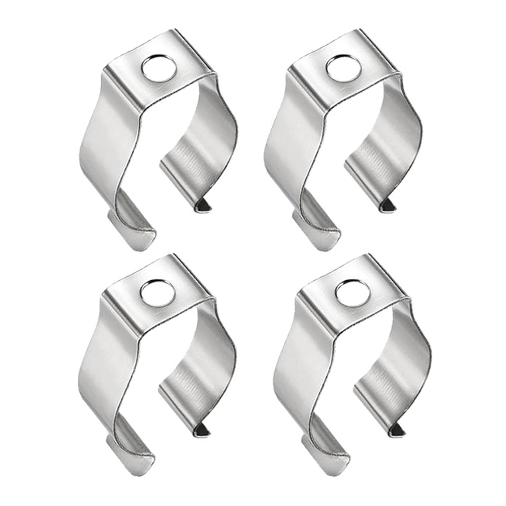 4 Pack T5 U Clips Lamp Holder Stainless Steel Clip Holder Bracket for LED Light Bulbs Pipe Clamps Lights Tube Replacement Mounting Support Accessories Silver
