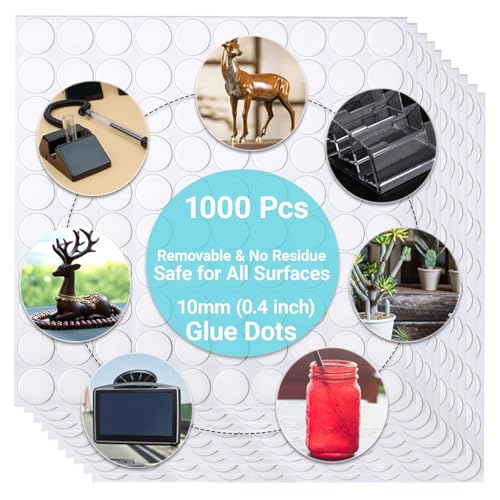 1000 Packs Double Sided Sticky Dots, 10mm Clear Removable Glue Dots, Strong Hold Invisible Adhesive Dots for Balloons, Wall Hanging, Posters, Crafts, Photos - No Residue Transparent Tape Dots - Image 8