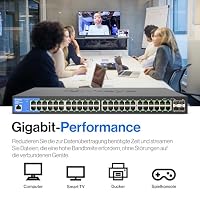 Linksys LGS352C-EU 48-Port Gigabit Managed Netzwerk-Switch mit 4 10G-Uplink-SFP+-Steckplätzen – Smart Ethernet-Hub / Splitter mit Metallgehäuse, Befestigung auf dem Schreibtisch oder an der Wand – Ansicht 3