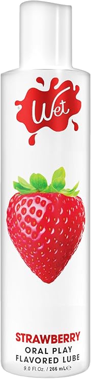 Wet Sexy Strawberry Premium Flavored Edible Lube for Men, Women and Couples | Long-Lasting, Condom Safe, Sugar Free, 9 fl oz