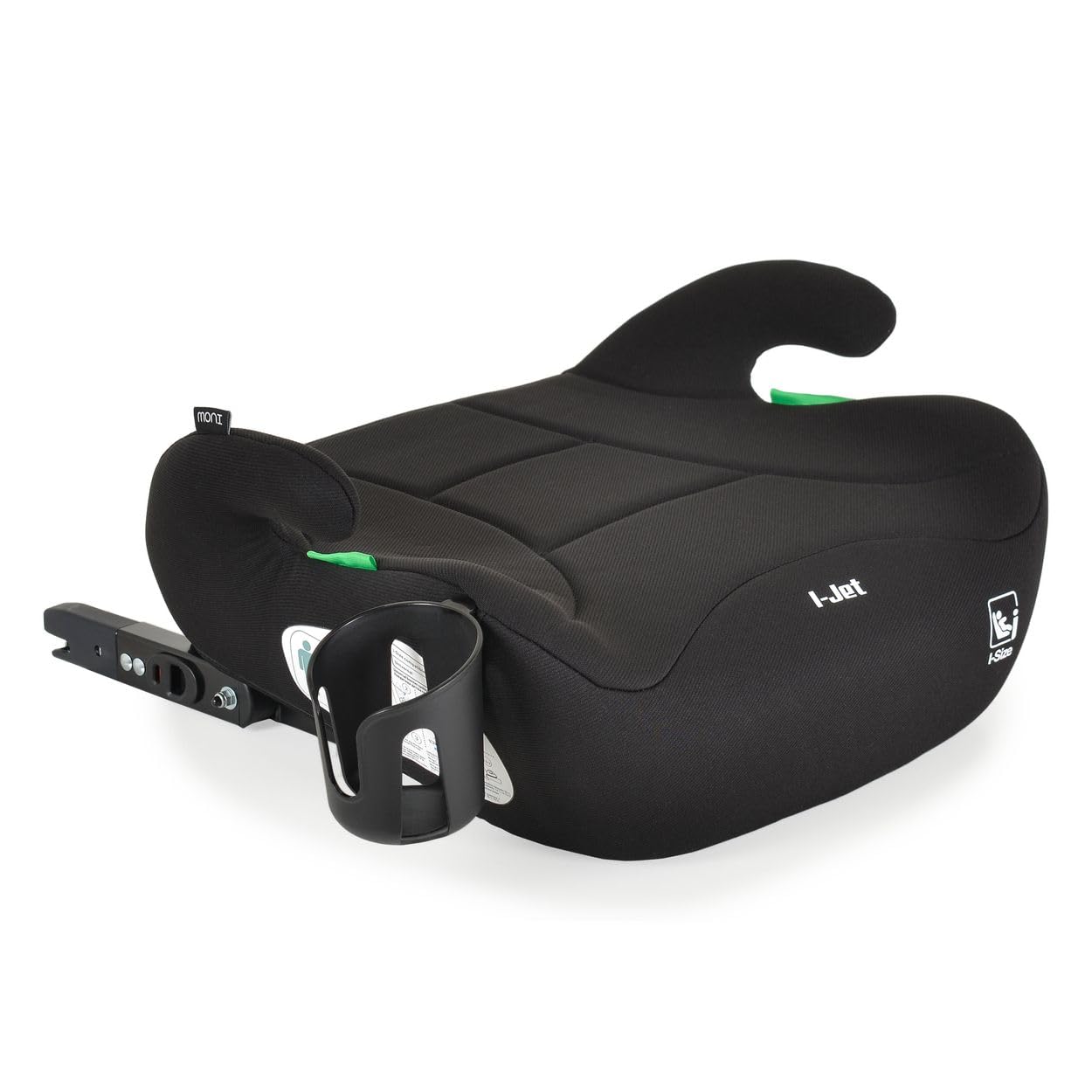 Moni, siège enfant, rehausseur i-Jet (125-150cm) groupe 3, porte-boissons Isofix, coloris:noires