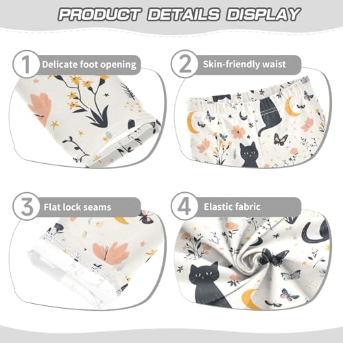 Girls Leggings Cats Flower Moon Butterfly Soft Toddler Leggings for Girls Kids Pants Size 4T-10T3