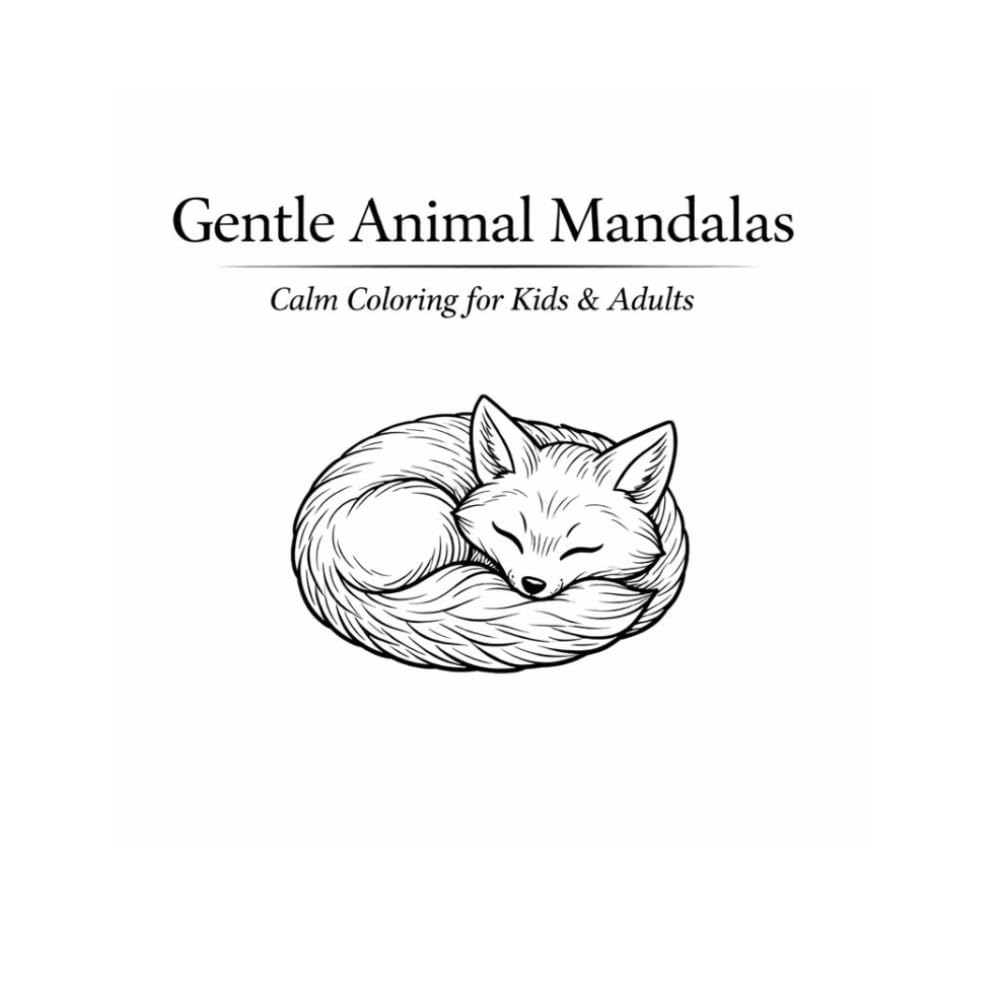 Gentle Animal Mandalas: Calm coloring for kids and adults