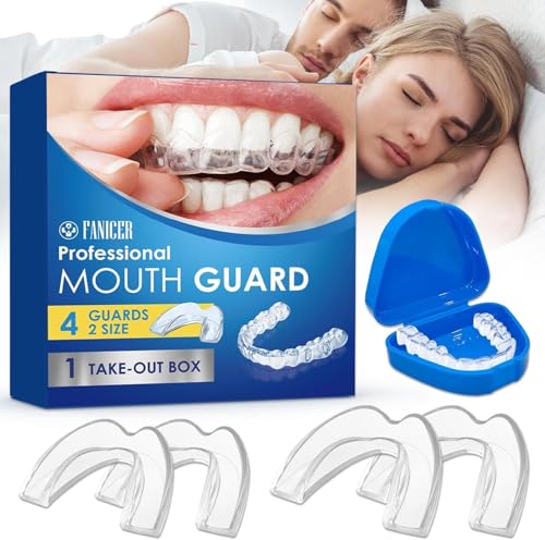 4 Pièce Gouttiere Dentaire Bruxisme, Protège-dents réutilisable, Anti Grincement Dent, 2 Tailles Protecteurs Buccaux, Protege Dent Nuit, Améliore La Qualité Du Sommeil, Facile à Transporter