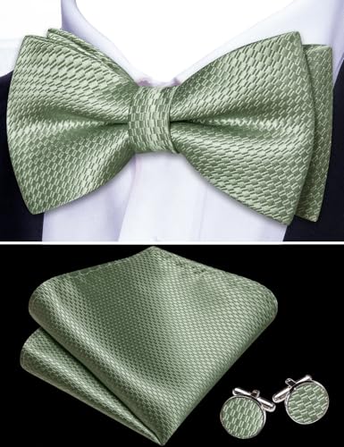 Image of YOHOWA Mens Bow Tie Set Paisley Coloful Pre-tied Bowties Adjustable with Handkerchief Cufflinks Wedding Prom Party
