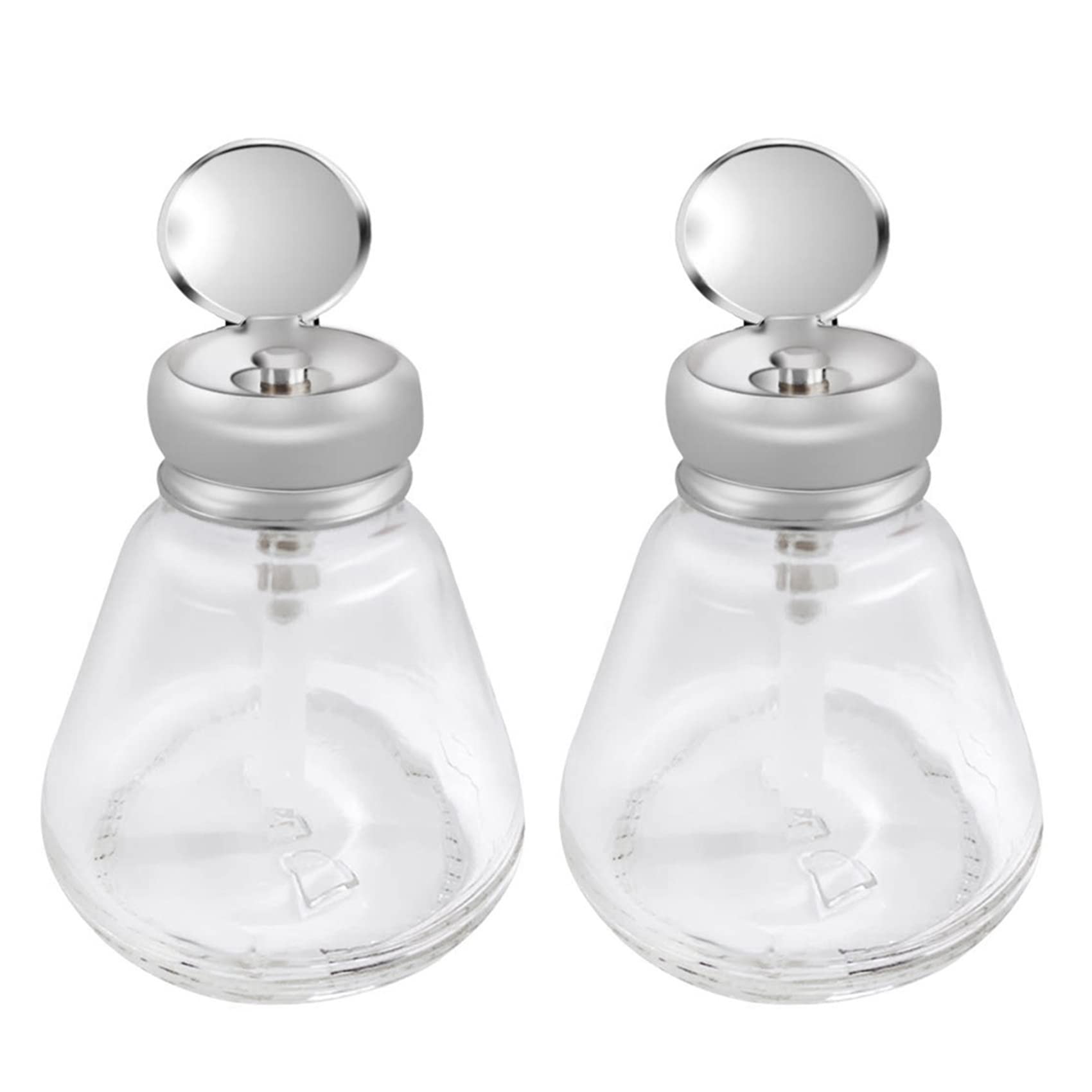 Jnchdghwa 2X Empty Nail Polish Pump Dispenser Glass Push Down Press Bottle