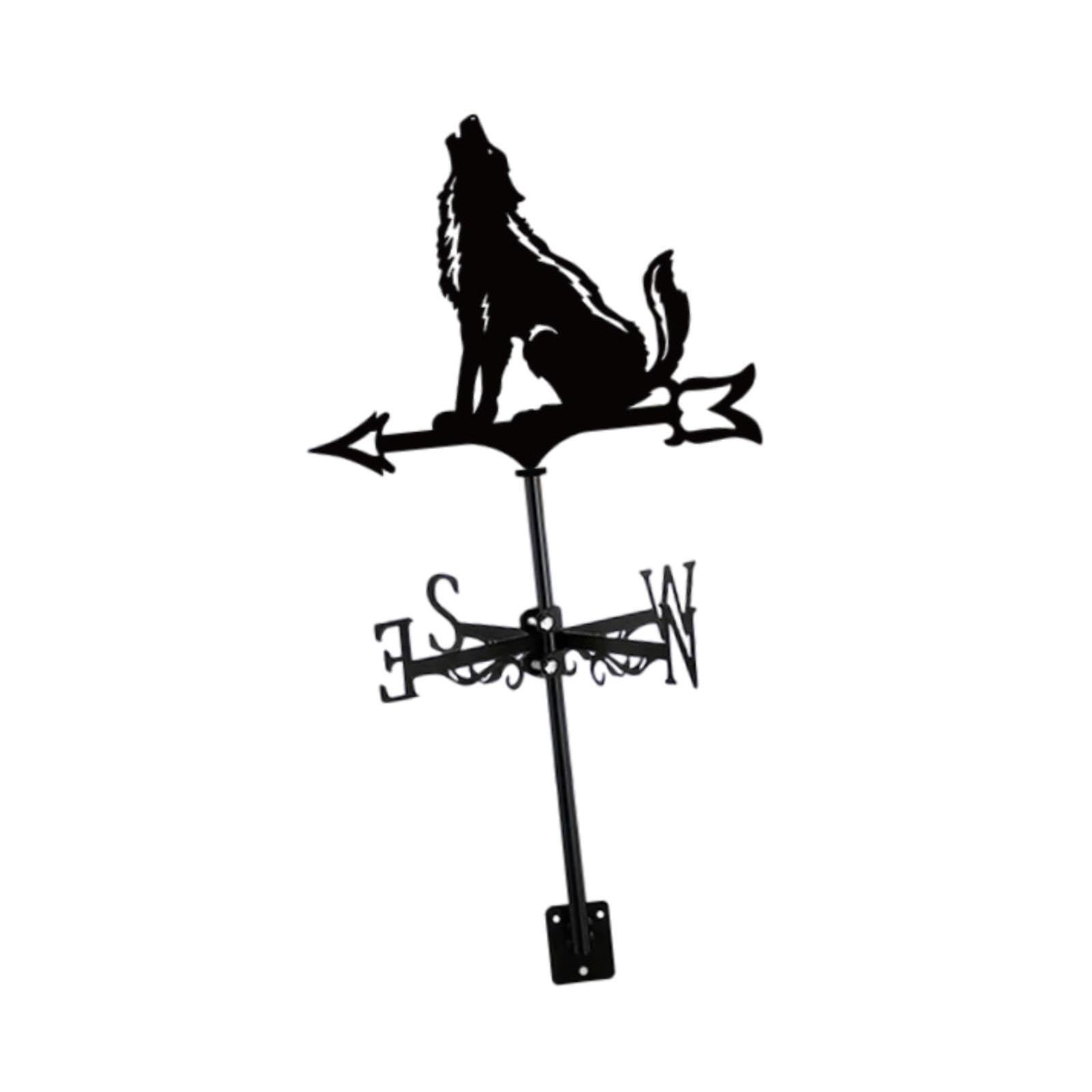 KTUXZCI Wind Direction Indicator Barn Gazebo Weather Station Porch Pole Mounted Wolf Figurine Weather Vane Craftsmanship Weathercock Farmhouse Fence Wind