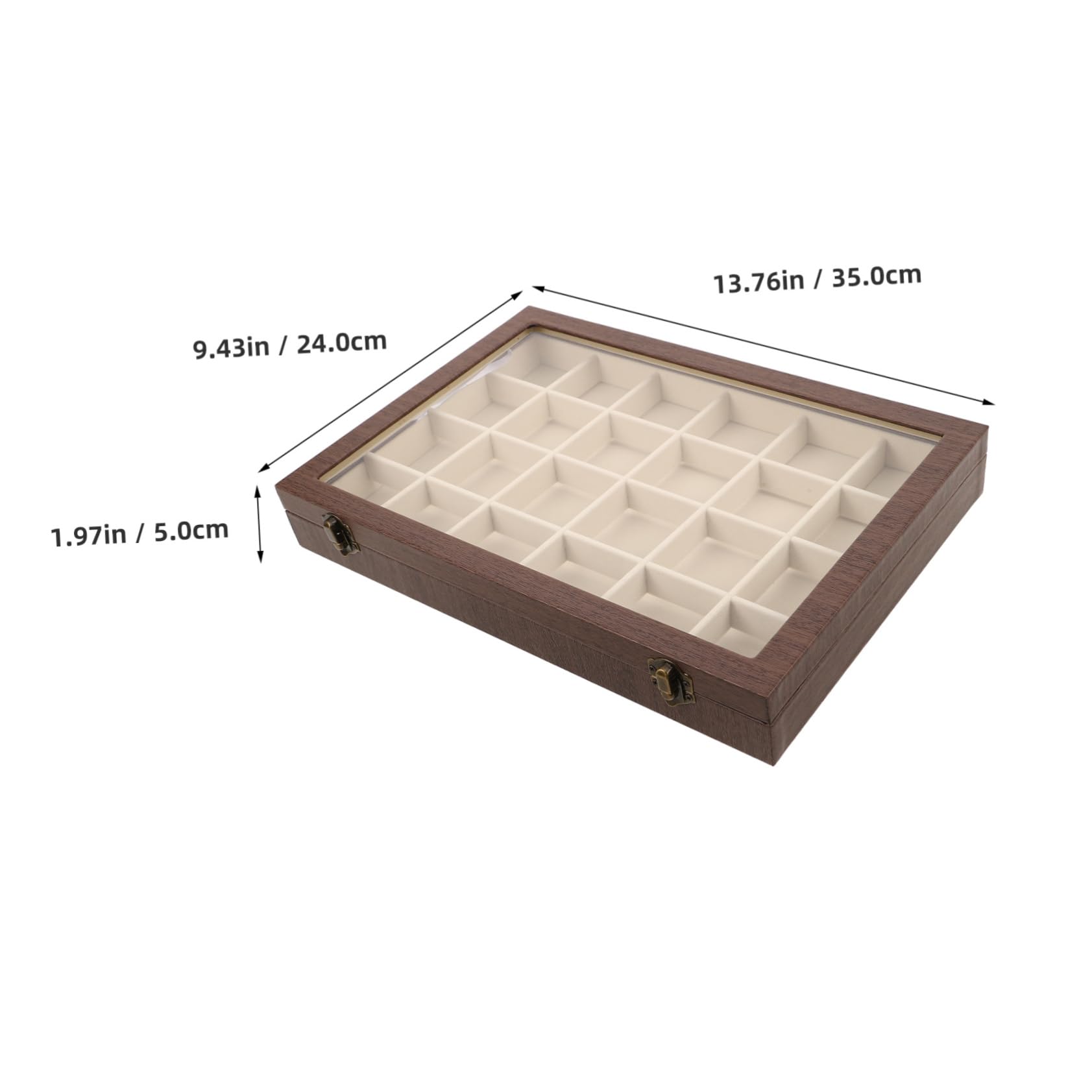 VALICLUD Vintage Wooden Jewelry Box with Velvet Lined Compartments And Glass Compartment Organizer for Necklaces Bracelets Rings Soft Velvet Protection And Compact Travel Design