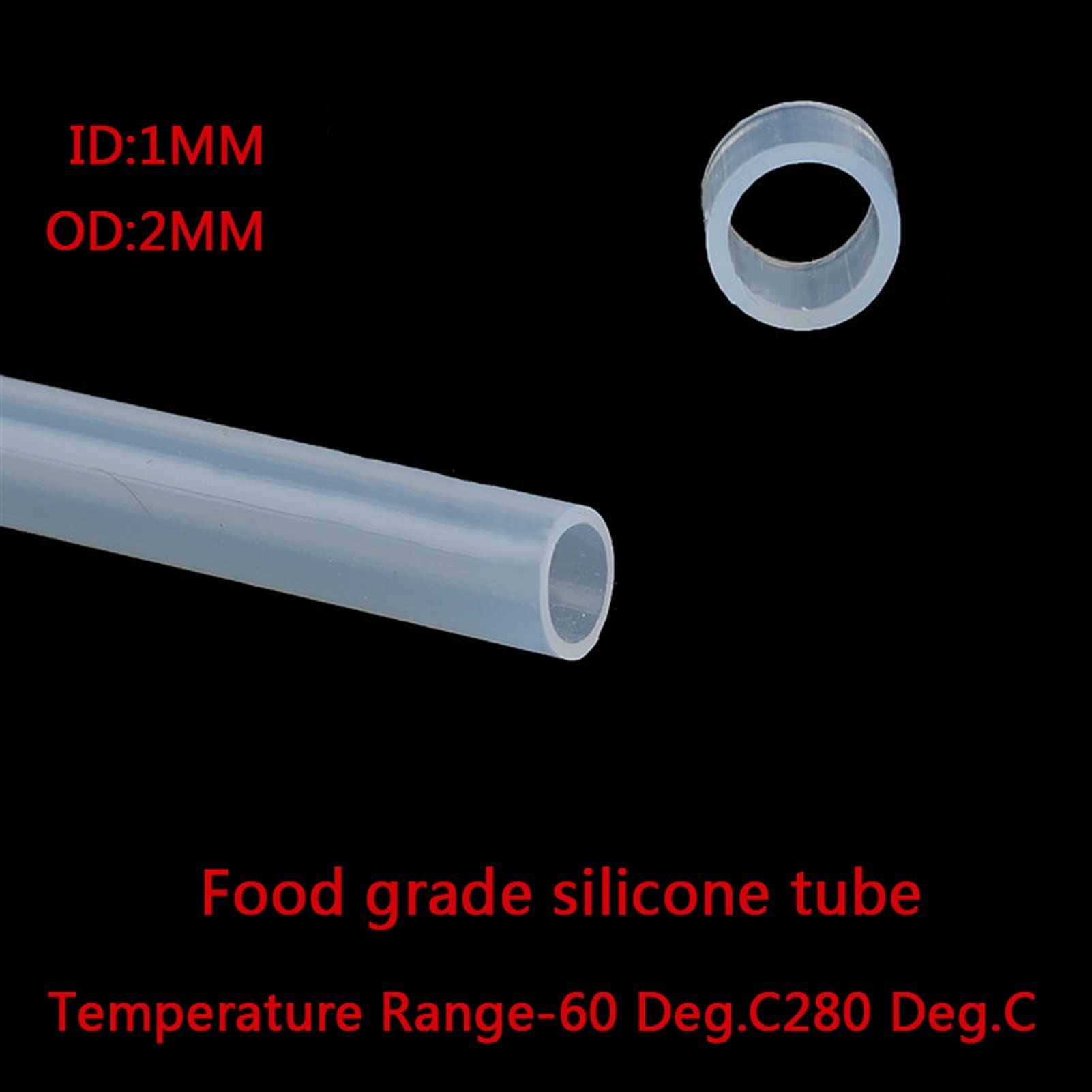 Mdingbao-Silicone Hose Tube 1 Meter Food Grade Transparent Silicone Rubber Hose 2 3 4 5 6 7 8 10 Mm Out Diameter Flexible Silicone Tube, High Temperature Resistance (Color : 1x2mm)