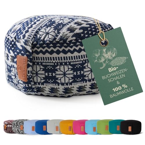 #DoYourYoga rundes Yogabolster - waschbarer Bezug, Bio-Buchweizenschalen (KBA) Füllung, 30 x 15 cm, Yoga Kissen für Yin Yoga & Meditation - Style (1)